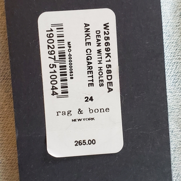 NWT! rag & bone Dean with Holes Ankle Jeans - Picture 5 of 5